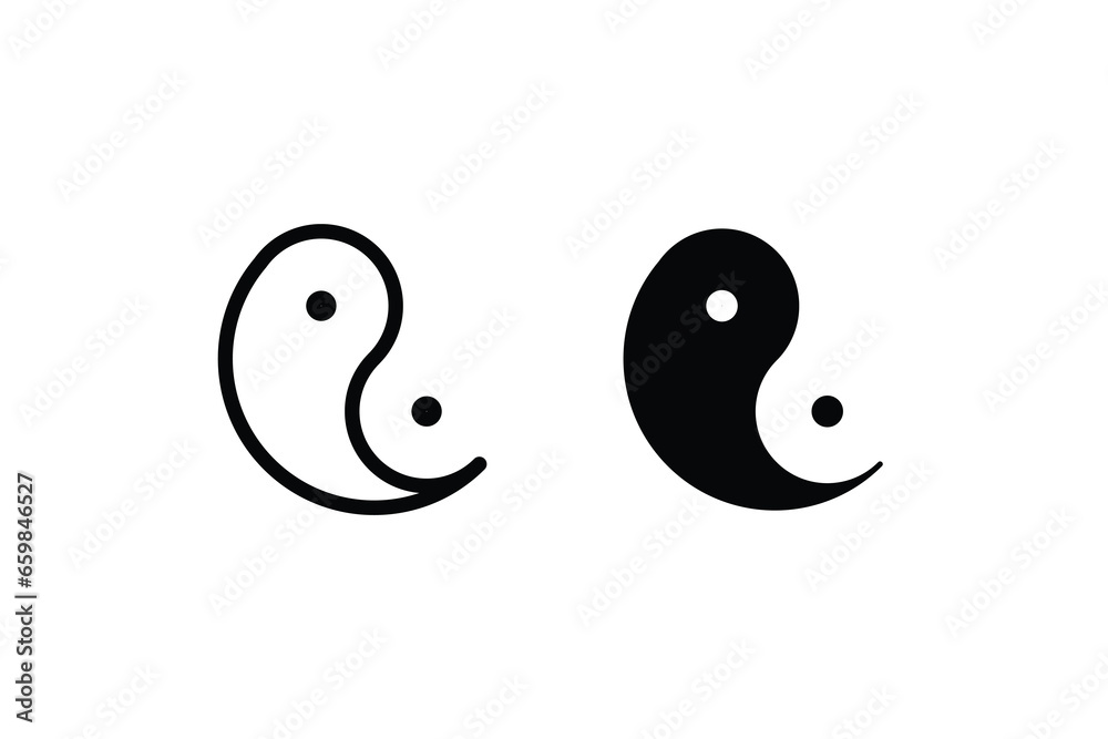 yin yang icon. In Yang Concept of dualism line icons set, Zen symbol editable stroke isolated on white background, linear vector outline illustration, symbol logo design style - obrazy, fototapety, plakaty 