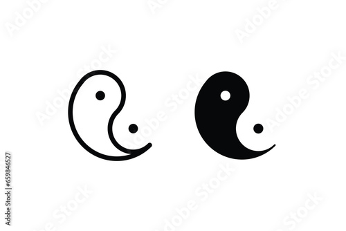 yin yang icon. In Yang Concept of dualism line icons set, Zen symbol editable stroke isolated on white background, linear vector outline illustration, symbol logo design style