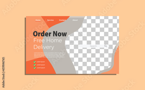 Vector editable fast food website landing page template design.