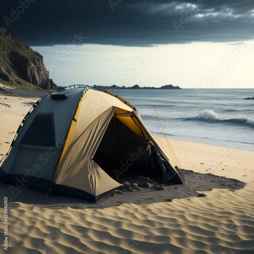 Tent by the sea Generative AI