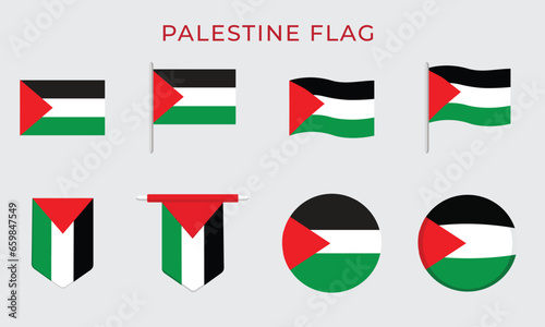  Palestine flags vector.  Palestine flag icon set. Palestine flag png. set of Palestine flags isolated on white background   national flag of Palestine.