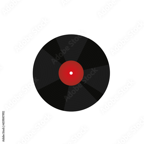 Vinyl gramophone record. Flat cartoon illustration. Objects isolated 