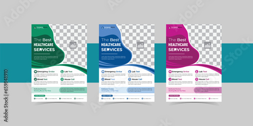 Vector medical healthcare A4 flyer template design