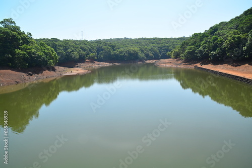 lake mountain reflection greenary nature