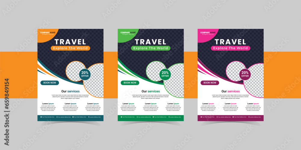 Travel poster or flyer pamphlet brochure design layout space  for travel agency.