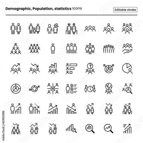 Demographic, Population and Statistics Icon Set