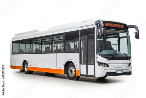 Modern Shuttle Bus on White Background
