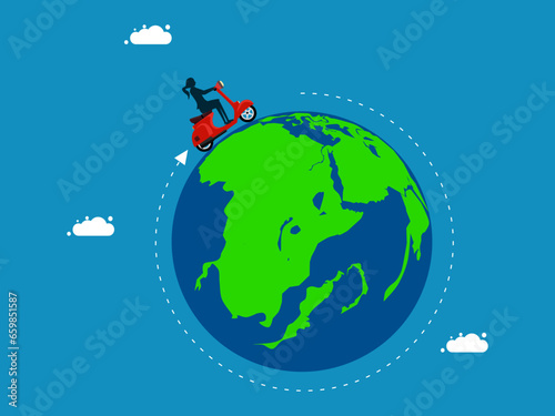 world of business. woman travels around the world. Vector