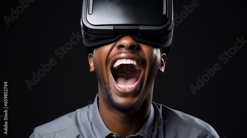 Ragazzo prova un visore VR e rimane affascinato, virtual reality photo