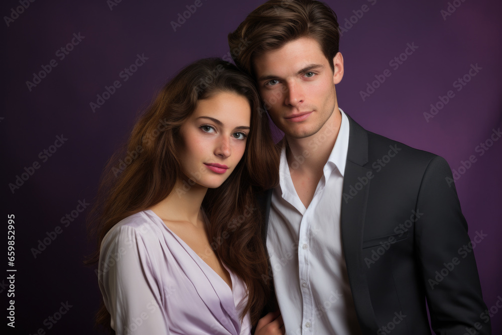 Man and woman are captured posing together for photograph. This image can be used for various purposes, such as social media, advertisements, or personal projects. Man and woman are captured posing together for photograph. This image can be used for various purposes, such as social media, advertisements, or personal projects.