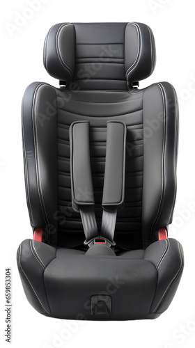 black car seat. Front view. Isolated on Transparent background.
