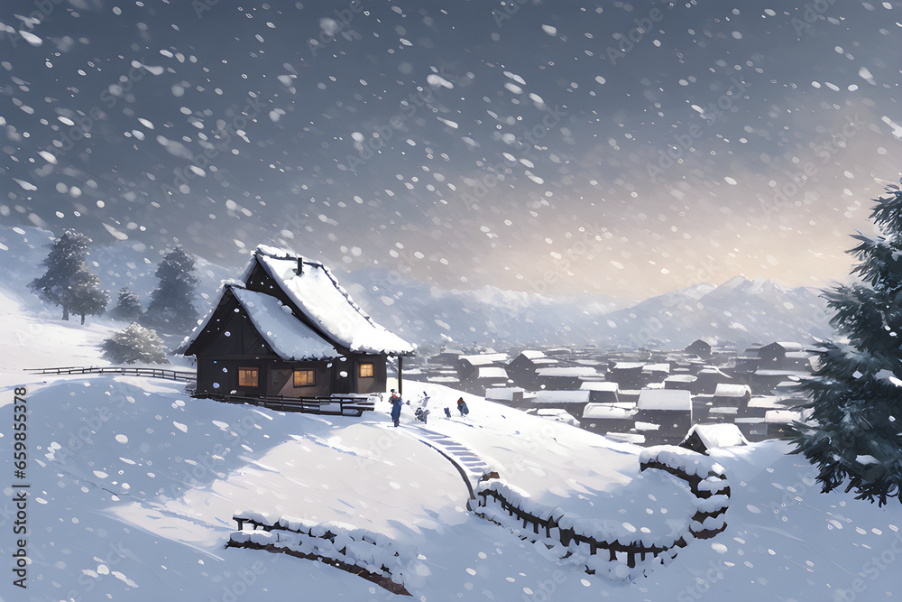 house in the snow,generative ai house in the snow,generative ai