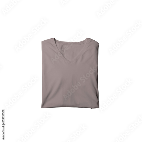 Asphalt t-shirt mockup photo, blank vneck tshirt beautifully folded for presentation design, prints, patterns. Asphalt folded v neck shirt
