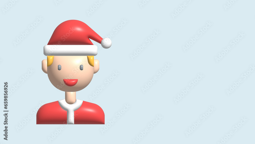 Christmas cute santa man, happy face positive emotion. Creative idea for holiday new years Christmas cute santa man, happy face positive emotion. Creative idea for holiday new years