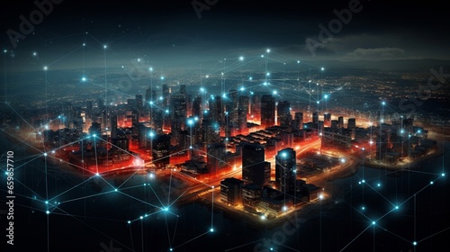 Città interconnessa, dispositivi IoT e 5g che rendono la città tecnologica, la città del futuro