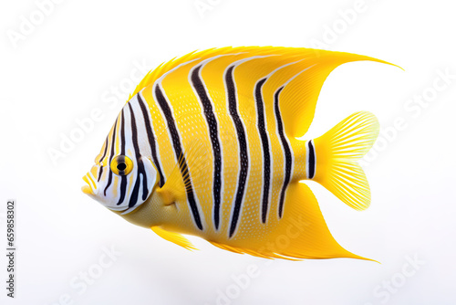 Image of an angelfish on white background. Fishs, Underwater Animals. Illustration, Generative AI.