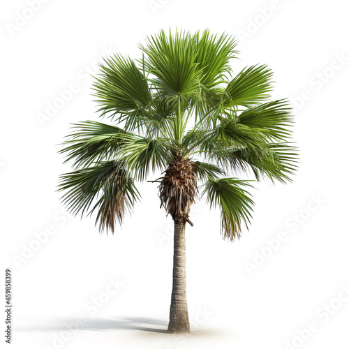 Image of lontar palm fan palm on white background. Nature . Illustration  Generative AI.