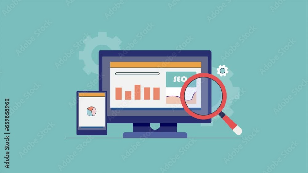 SEO optimization report, Website traffic, SEO audit, Business data analytics, Video animation clip