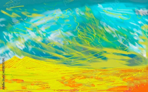Egyptian Pyramids. Digital painting. Illustration.