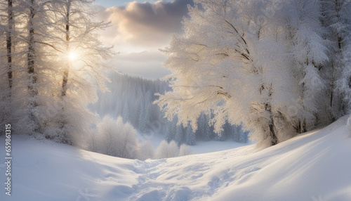 Enchanting Winter Wonderland Snow-Covered Trees  © Abood