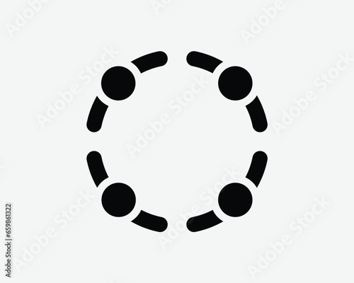 Circle Teamwork Icon Top View Community Collaborate Collaboration Work Working Team Support Black White Shape Line Outline Sign Symbol EPS Vector