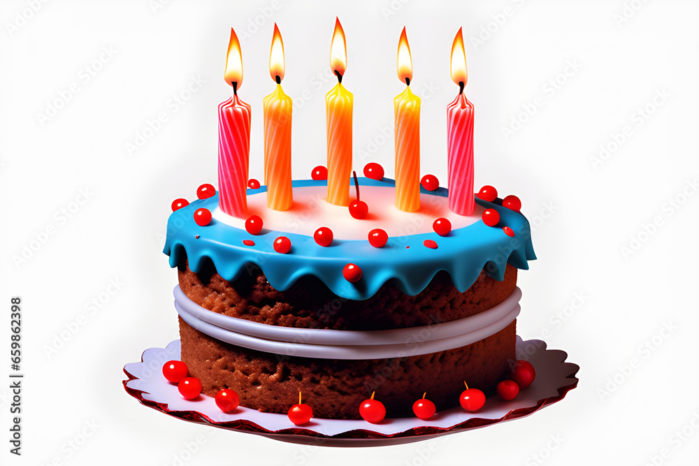 birthday cake with candles.
Generative AI birthday cake with candles.
Generative AI