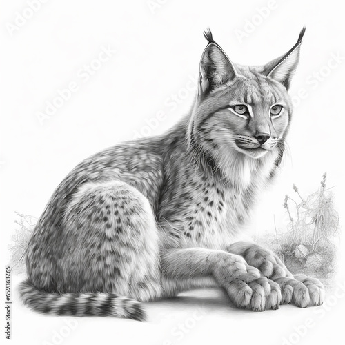 Pencil sketch lynx animal drawing picture