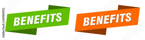 benefits banner. benefits ribbon label sign set