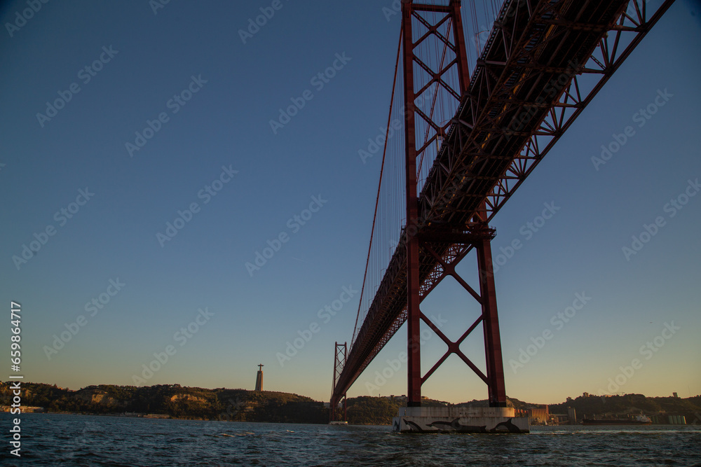 Sunset Lisbon. View of the Atlantic.