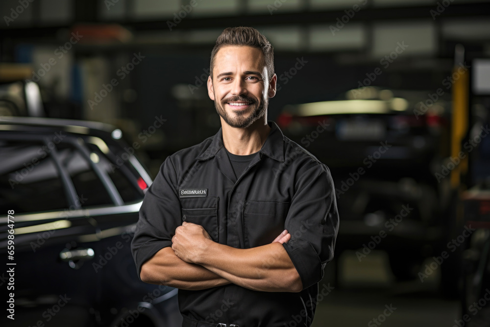 mechanic with arms crossed mechanic with arms crossed