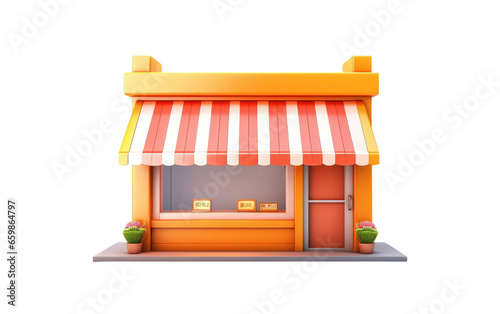 Small Store in Playful 3D Cartoon on transparent background