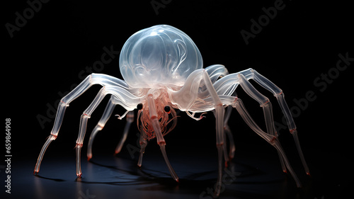 spider macro luminous fluorescent fictional computer graphics generated on a black background © kichigin19