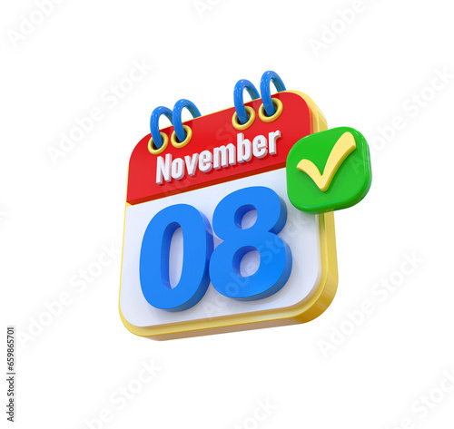 8th Month November Calendar 3d