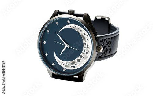 Whimsical 3D Cartoon Moon Phase Watch on transparent background