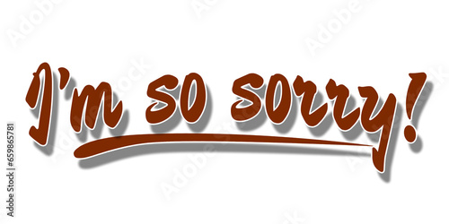 I am so sorry word isolated on white background,