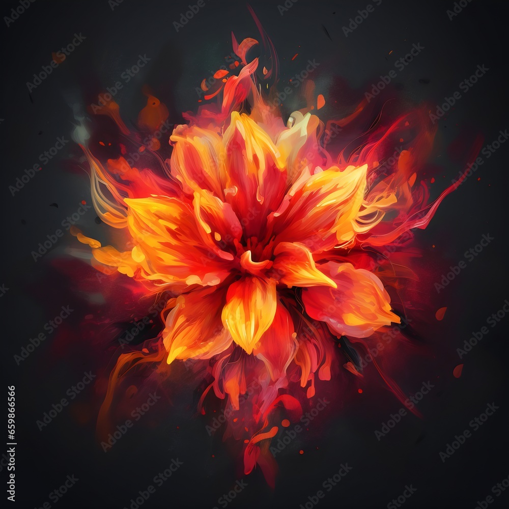 Fiery flower created with AI Fiery flower created with AI
