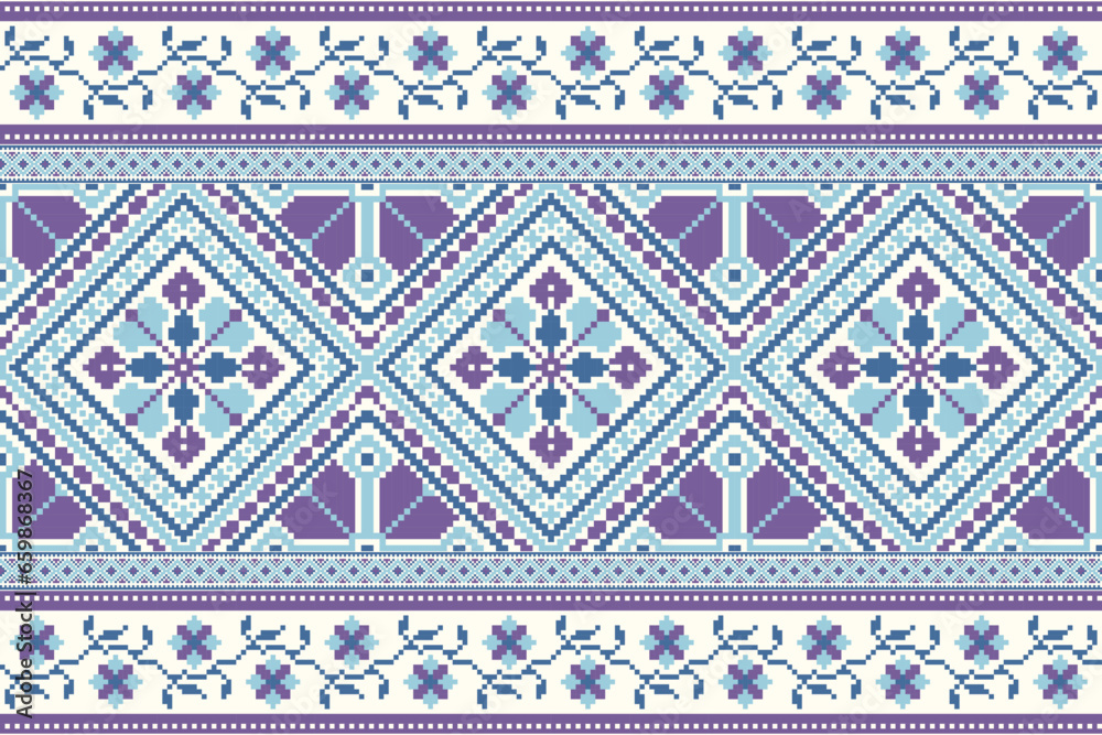 flower embroidery on cream background. ikat and cross stitch geometric seamless pattern ethnic oriental traditional. Aztec style illustration design for carpet, wallpaper, clothing, wrapping, batik. flower embroidery on cream background. ikat and cross stitch geometric seamless pattern ethnic oriental traditional. Aztec style illustration design for carpet, wallpaper, clothing, wrapping, batik.