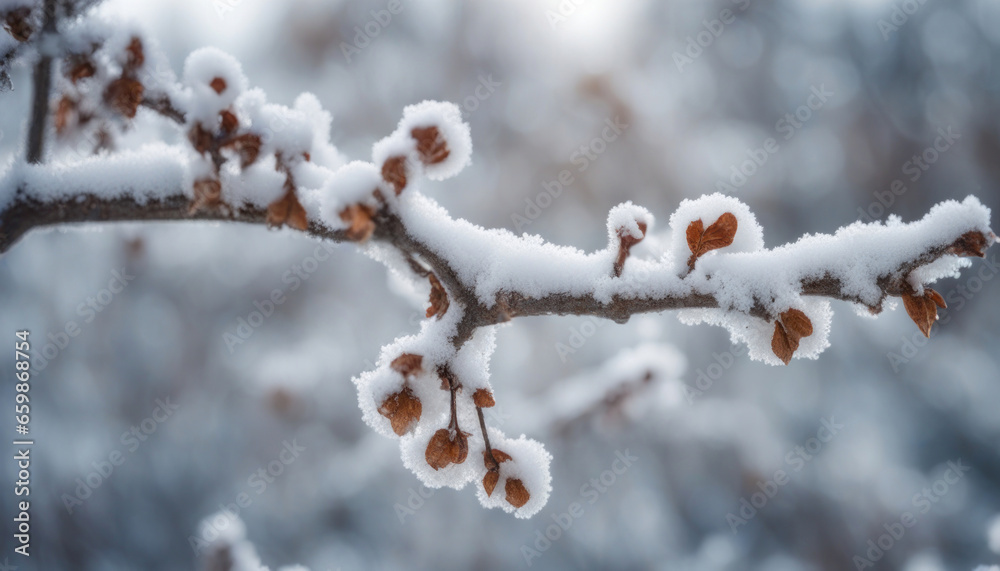 Frosty Winter Day White Snow on Bare Tree Branches Frosty Winter Day White Snow on Bare Tree Branches