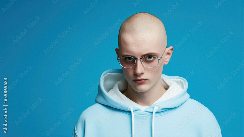 Obraz premium Young man wearing glasses and sweater with serious expression on face. simple and natural looking at the camera.