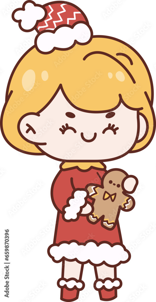 Christmas Set Cartoon Cute Little Santa Gift Holiday Decoration Illustration Christmas Set Cartoon Cute Little Santa Gift Holiday Decoration Illustration