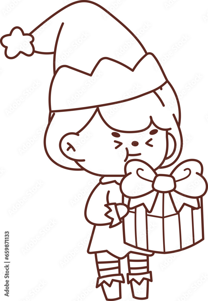 Christmas Set Cartoon Cute Little Santa Gift Holiday Decoration Illustration Christmas Set Cartoon Cute Little Santa Gift Holiday Decoration Illustration
