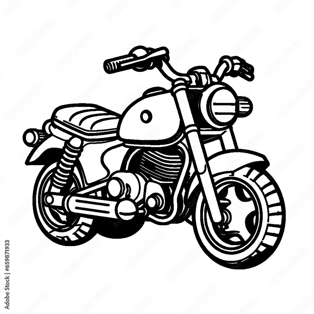 Fototapeta premium motorcycle black and white vector illustration for coloring book