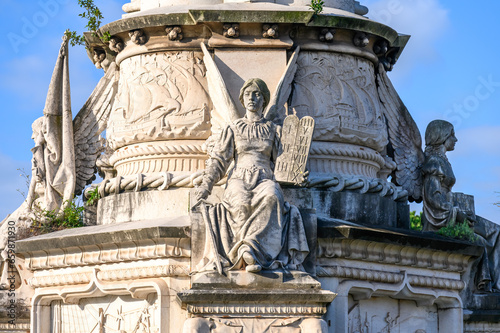 Afonso de Albuquerque Square and Monument (1902) in the Belem District, Lisbon, Portugal. Architecture in neo-Manueline style. 