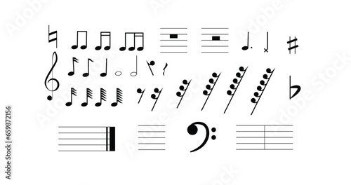 Musical Notes and Symbols. Music creation and art vector concept