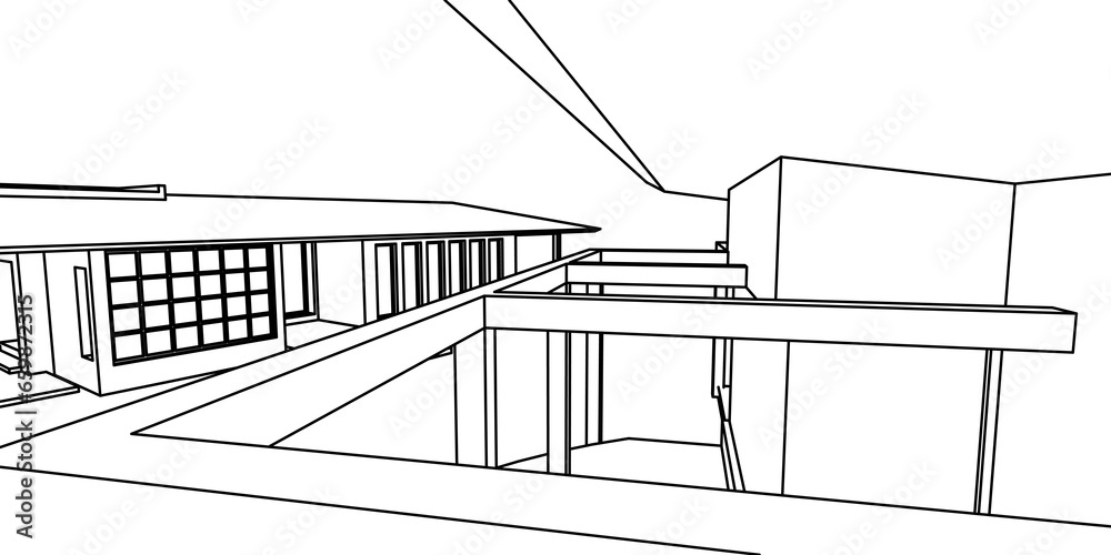 house architectural sketch 3d illustration house architectural sketch 3d illustration