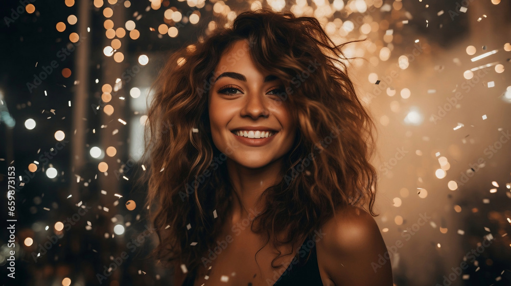 Beautiful woman who is celebrating the new year on a party Beautiful woman who is celebrating the new year on a party