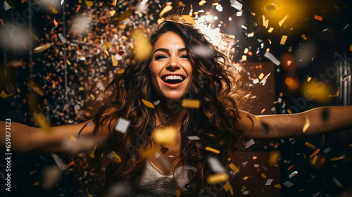 Beautiful woman who is celebrating the new year on a party