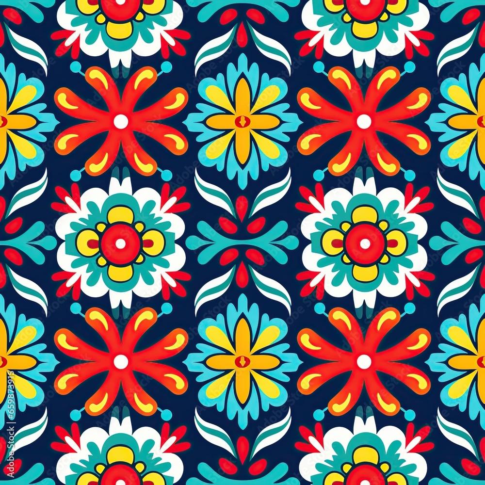Mexican style seamless pattern. AI Generated.