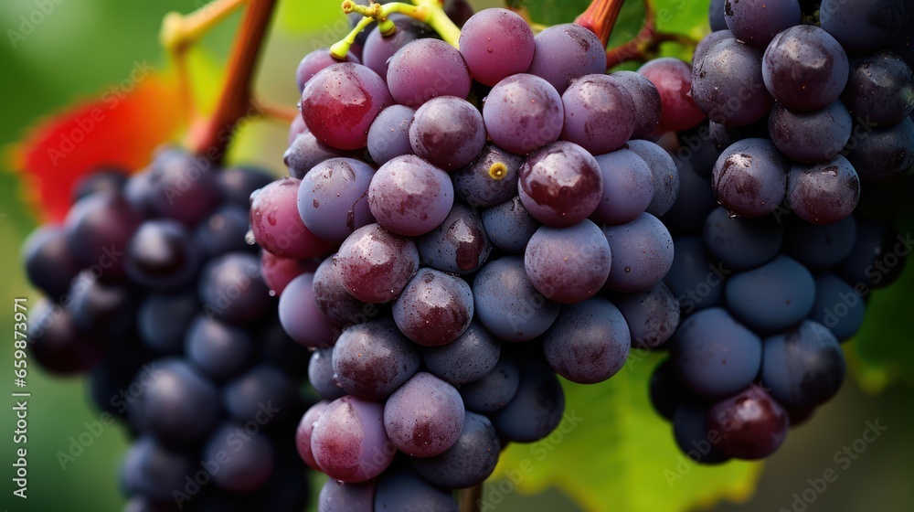 lush display of ripe red wine grapes, ready for harvest lush display of ripe red wine grapes, ready for harvest