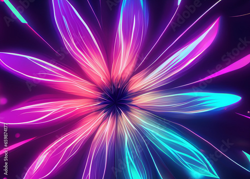 abstract futuristic flower background in bright vivid colours created with generative ai technology